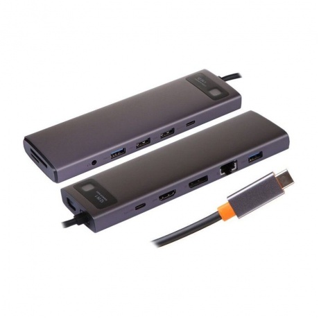 Хаб Baseus Metal Gleam Series 12-in-1 Docking Station Gray (WKWG020213) - фото 20