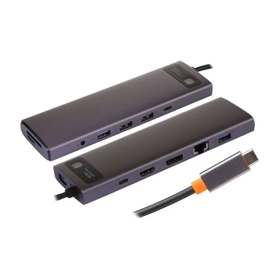Хаб Baseus Metal Gleam Series 12-in-1 Docking Station Gray (WKWG020213) - фото 20