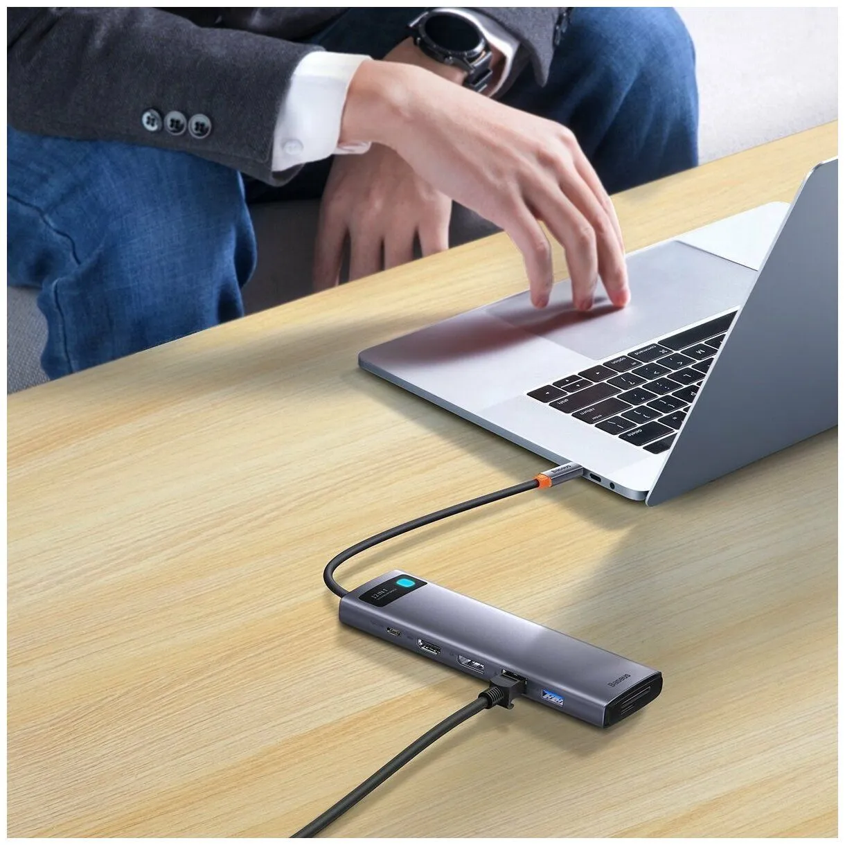 Хаб Baseus Metal Gleam Series 12-in-1 Docking Station Gray (WKWG020213) - фото 24