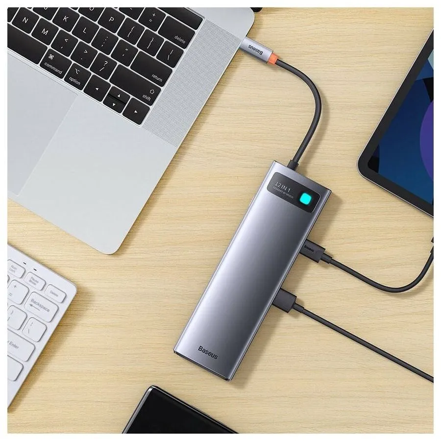Хаб Baseus Metal Gleam Series 12-in-1 Docking Station Gray (WKWG020213) - фото 26