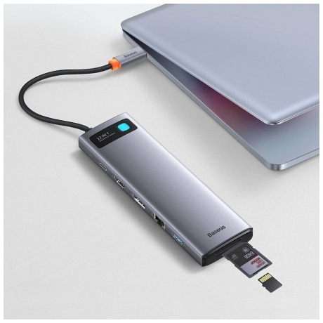 Хаб Baseus Metal Gleam Series 12-in-1 Docking Station Gray (WKWG020213) - фото 27