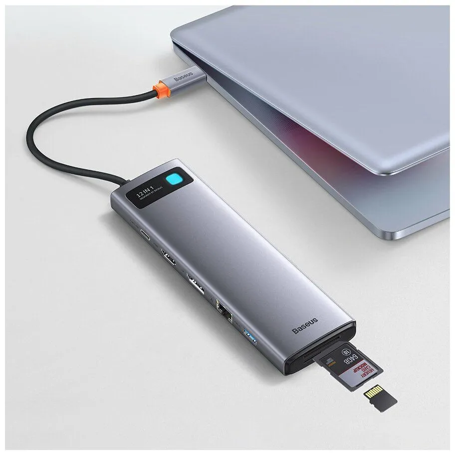 Хаб Baseus Metal Gleam Series 12-in-1 Docking Station Gray (WKWG020213) - фото 27