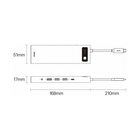 Хаб Baseus Metal Gleam Series 12-in-1 Docking Station Gray (WKWG020213) - фото 29