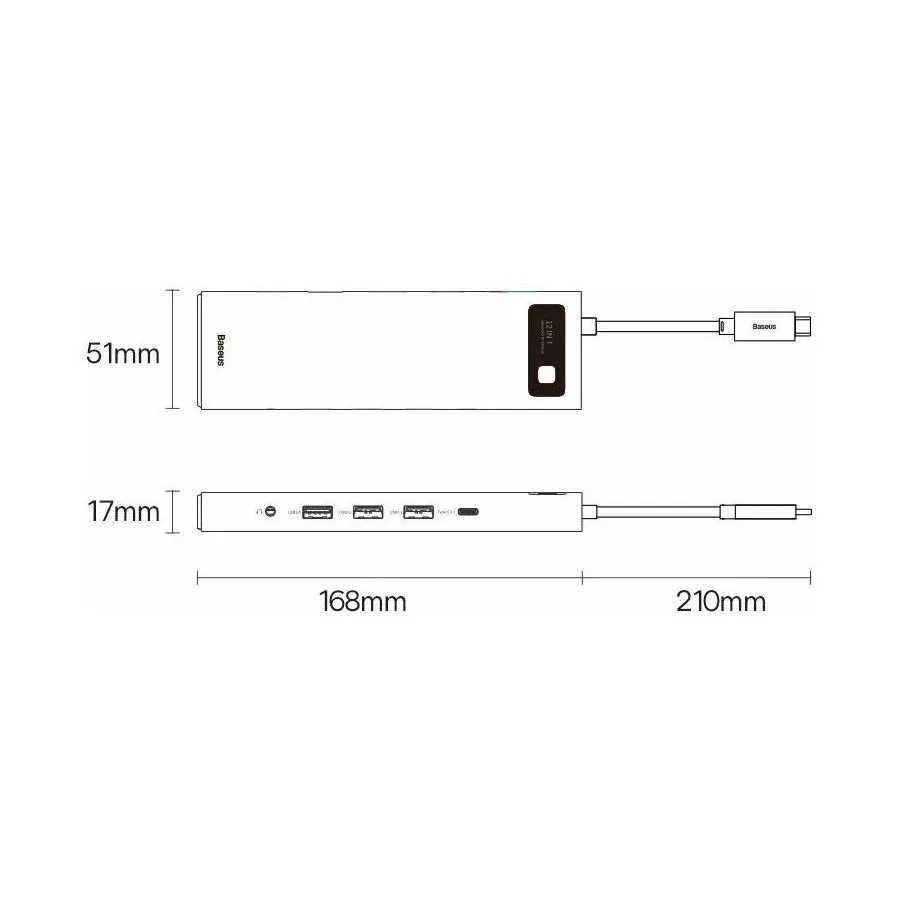 Хаб Baseus Metal Gleam Series 12-in-1 Docking Station Gray (WKWG020213) - фото 29