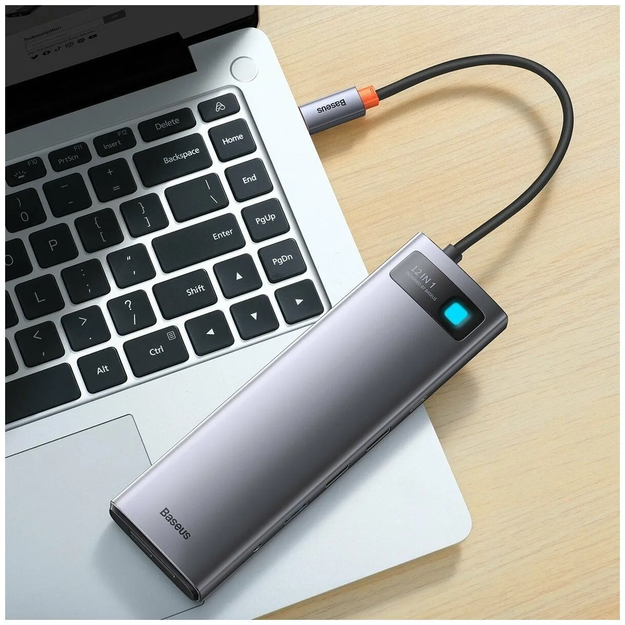 Хаб Baseus Metal Gleam Series 12-in-1 Docking Station Gray (WKWG020213) - фото 31