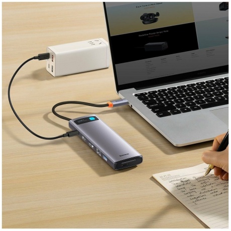 Хаб Baseus Metal Gleam Series 12-in-1 Docking Station Gray (WKWG020213) - фото 32