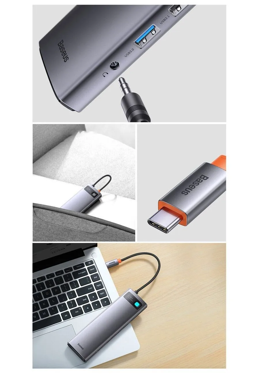 Хаб Baseus Metal Gleam Series 12-in-1 Docking Station Gray (WKWG020213) - фото 33