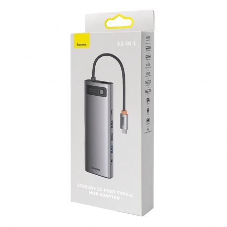 Хаб Baseus Metal Gleam Series 12-in-1 Docking Station Gray (WKWG020213) - фото 8