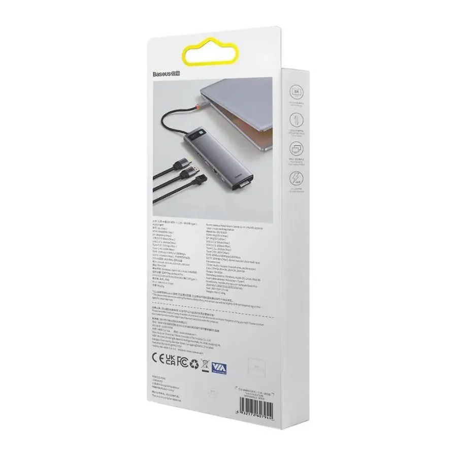 Хаб Baseus Metal Gleam Series 12-in-1 Docking Station Gray (WKWG020213) - фото 9
