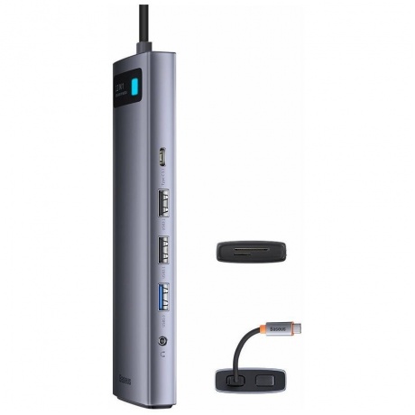 Хаб Baseus Metal Gleam Series 12-in-1 Docking Station Gray (WKWG020213) - фото 10