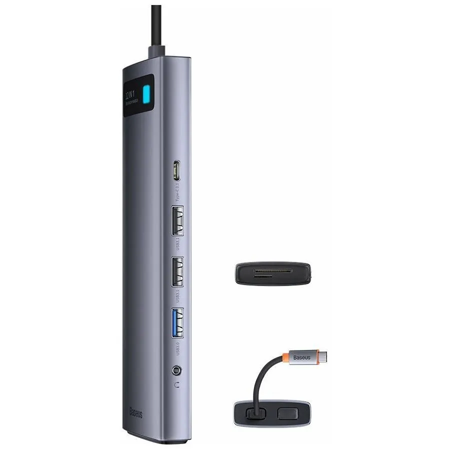 Хаб Baseus Metal Gleam Series 12-in-1 Docking Station Gray (WKWG020213) - фото 10
