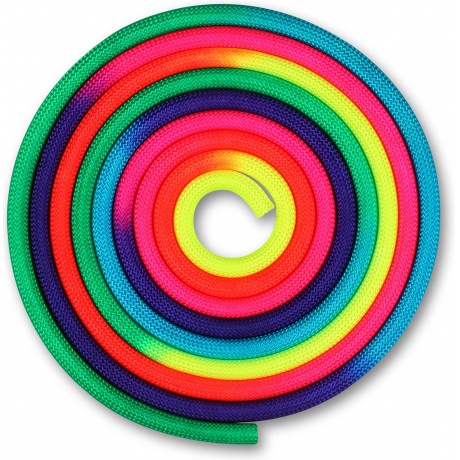 Скакалка для художественной гимнастики утяжеленная семицветная  INDIGO 165 г, IN038, Радуга, 3 м - фото 1