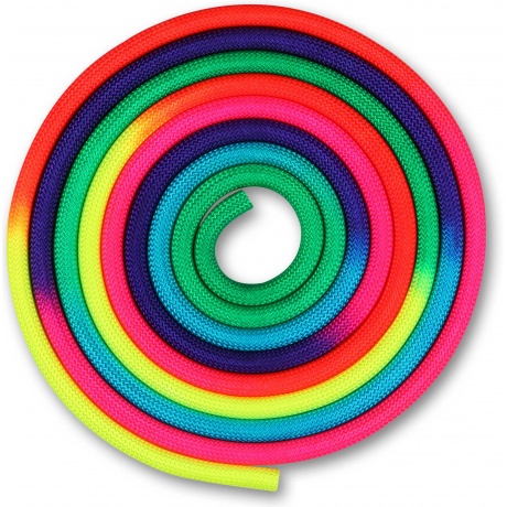 Скакалка для художественной гимнастики утяжеленная семицветная  INDIGO 165 г, IN038, Радуга, 3 м - фото 2