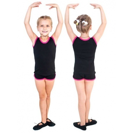 Майка гимнастическая INDIGO с окантовкой SM-334 Черный-фуксия 40 140₽