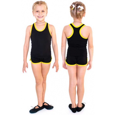 Шорты гимнастические  детские  INDIGO c окантовкой, SM-343, Черно-желтый, 34 - фото 1
