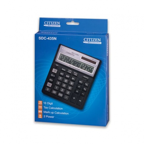 Калькулятор настольный CITIZEN SDC-435N (204х158мм), 16 разрядов, двойное питание - фото 2