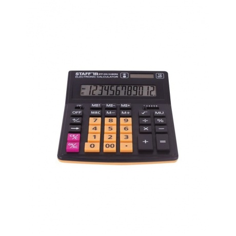 Калькулятор настольный STAFF PLUS  STF-333-BKRG (200x154мм) 12 разрядов, ЧЕРНО-ОРАНЖЕВЫЙ, 250460 - фото 2