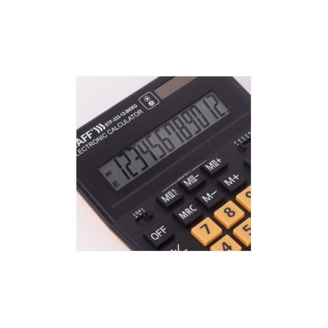 Калькулятор настольный STAFF PLUS  STF-333-BKRG (200x154мм) 12 разрядов, ЧЕРНО-ОРАНЖЕВЫЙ, 250460 - фото 6