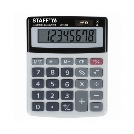 Калькулятор настольный STAFF STF-5808, КОМПАКТНЫЙ (134х107мм), 8 разрядов, двойное питание, 250286 - фото 2