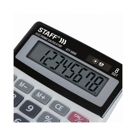 Калькулятор настольный STAFF STF-5808, КОМПАКТНЫЙ (134х107мм), 8 разрядов, двойное питание, 250286 - фото 6
