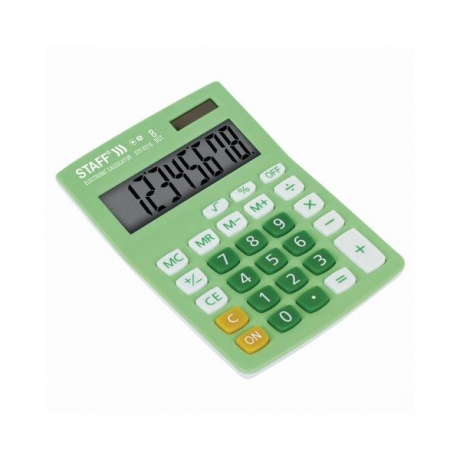 Калькулятор настольный STAFF STF-8318, КОМПАКТНЫЙ (145х103мм), 8 разрядов, двойное питание, ЗЕЛЕНЫЙ - фото 3