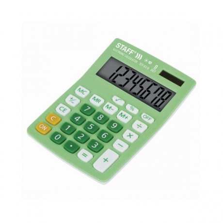 Калькулятор настольный STAFF STF-8318, КОМПАКТНЫЙ (145х103мм), 8 разрядов, двойное питание, ЗЕЛЕНЫЙ - фото 4