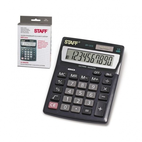 Калькулятор настольный STAFF STF-1210, КОМПАКТНЫЙ (140х105мм), 10 разрядов, двойное питание, 250134 - фото 4