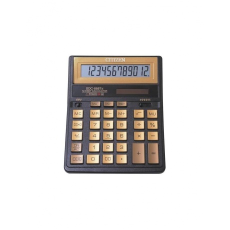 Калькулятор настольный CITIZEN SDC-888TIIGE (203х158мм), 12 разрядов, двойное питание, ЗОЛОТОЙ - фото 1