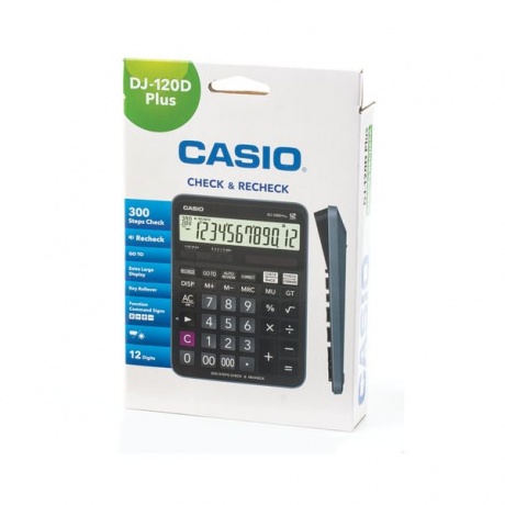 Калькулятор настольный CASIO DJ-120DPLUS-W (192х144мм), 12 разрядов, двойное питание, черный - фото 2