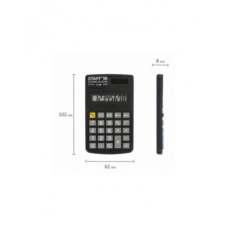 Калькулятор карманный STAFF STF-818 (102х62мм), 8 разрядов, двойное питание, 250142 - фото 8
