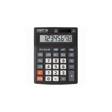 Калькулятор настольный STAFF PLUS STF-222, КОМПАКТНЫЙ (138x103мм), 8 разрядов, двойн.питание, 250418 - фото 2