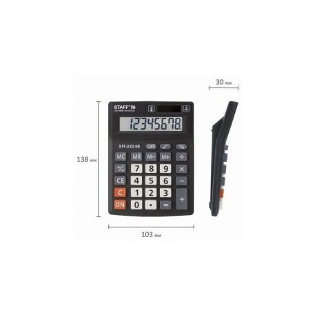 Калькулятор настольный STAFF PLUS STF-222, КОМПАКТНЫЙ (138x103мм), 8 разрядов, двойн.питание, 250418 - фото 9