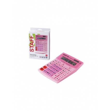 Калькулятор настольный STAFF STF-888-12-PK (200х150мм) 12 разрядов, двойное питание, РОЗОВЫЙ, 250452 - фото 11
