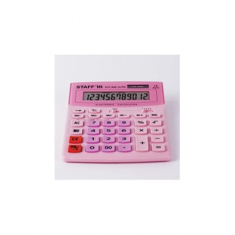 Калькулятор настольный STAFF STF-888-12-PK (200х150мм) 12 разрядов, двойное питание, РОЗОВЫЙ, 250452 - фото 4