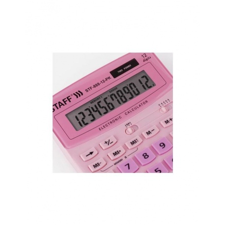 Калькулятор настольный STAFF STF-888-12-PK (200х150мм) 12 разрядов, двойное питание, РОЗОВЫЙ, 250452 - фото 5