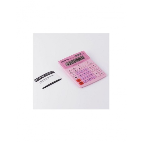 Калькулятор настольный STAFF STF-888-12-PK (200х150мм) 12 разрядов, двойное питание, РОЗОВЫЙ, 250452 - фото 7