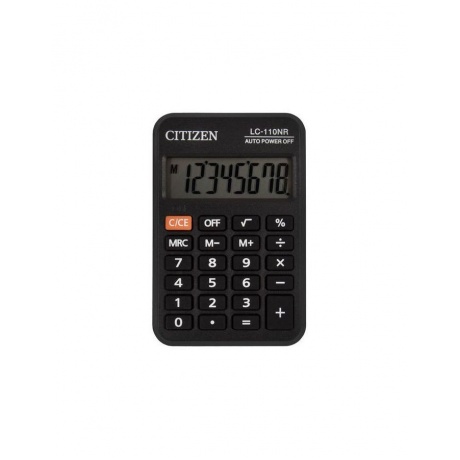 Калькулятор карманный CITIZEN LC-110NR, МАЛЫЙ (89х59мм), 8 разрядов, питание от батарейки, ЧЕРНЫЙ - фото 1
