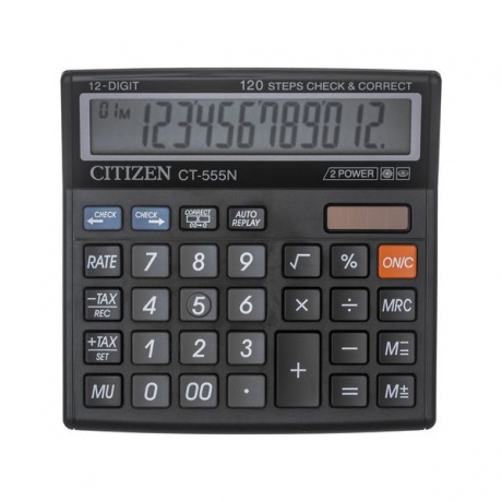 Калькулятор настольный CITIZEN CT-555N, МАЛЫЙ (130x129мм), 12 разрядов, двойное питание - фото 2