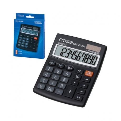 Калькулятор настольный CITIZEN SDC-810BN, КОМПАКТНЫЙ (124x102мм), 10 разрядов, двойное питание - фото 3