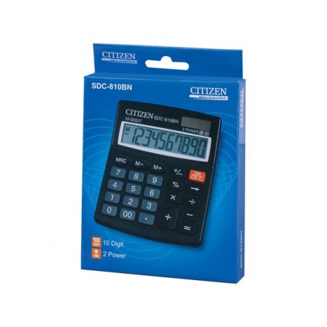 Калькулятор настольный CITIZEN SDC-810BN, КОМПАКТНЫЙ (124x102мм), 10 разрядов, двойное питание - фото 4