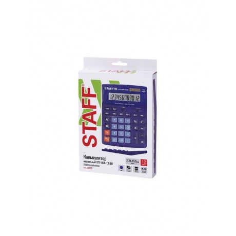 Калькулятор настольный STAFF STF-888-12-BU (200х150мм) 12 разрядов, двойное питание, СИНИЙ, 250455 - фото 12