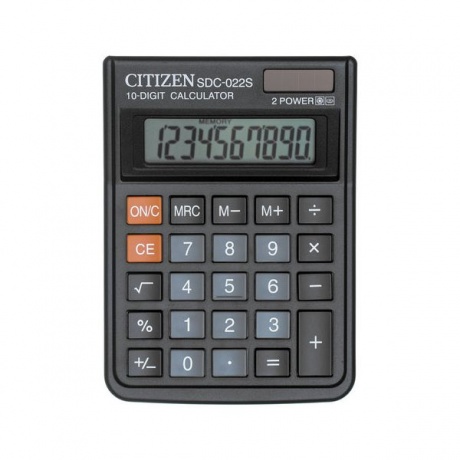 Калькулятор настольный CITIZEN SDC-022S, КОМПАКТНЫЙ (120х87мм), 10 разрядов, двойное питание - фото 2