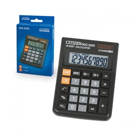 Калькулятор настольный CITIZEN SDC-022S, КОМПАКТНЫЙ (120х87мм), 10 разрядов, двойное питание - фото 3
