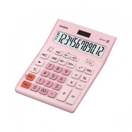 Калькулятор настольный CASIO GR-12С-PK (210х155мм), 12 разрядов, двойное питание, РОЗОВЫЙ - фото 2