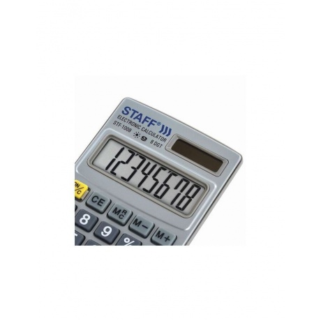 Калькулятор карманный метал. STAFF STF-1008 (103х62мм), 8 разрядов, двойное питание, 250115 - фото 6