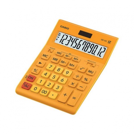 Калькулятор настольный CASIO GR-12С-RG (210х155мм), 12 разрядов, двойное питание, ОРАНЖЕВЫЙ - фото 2