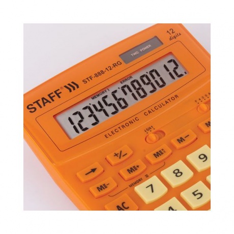 Калькулятор настольный STAFF STF-888-12-RG (200х150мм) 12 разр., двойное питание, ОРАНЖЕВЫЙ, 250453 - фото 6