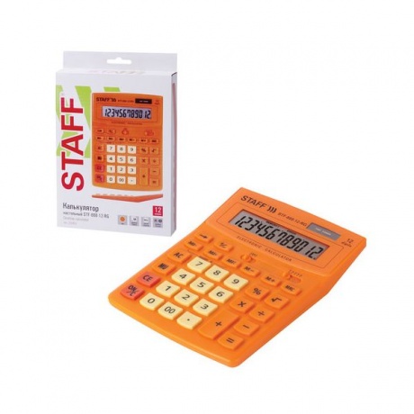 Калькулятор настольный STAFF STF-888-12-RG (200х150мм) 12 разр., двойное питание, ОРАНЖЕВЫЙ, 250453 - фото 8