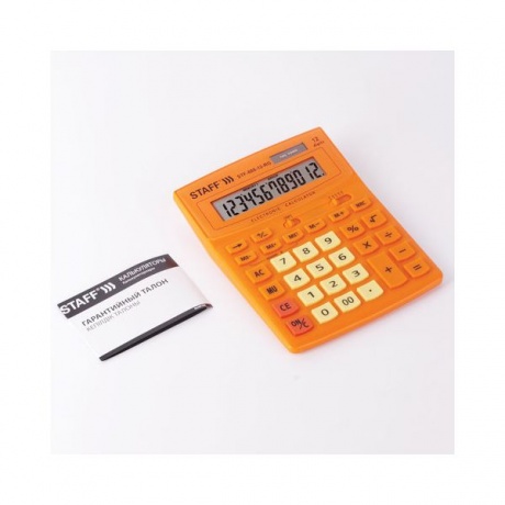 Калькулятор настольный STAFF STF-888-12-RG (200х150мм) 12 разр., двойное питание, ОРАНЖЕВЫЙ, 250453 - фото 9