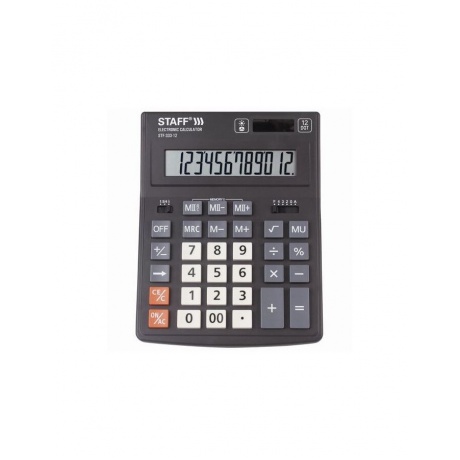 Калькулятор настольный STAFF PLUS STF-333 (200x154мм), 12 разрядов, двойное питание, 250415 - фото 1
